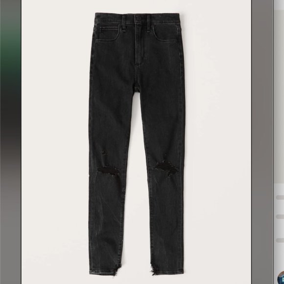 Abercrombie & Fitch | Ripped High Rise Super Skinny Ankle Jeans - Black Wash 23R - Picture 1 of 6